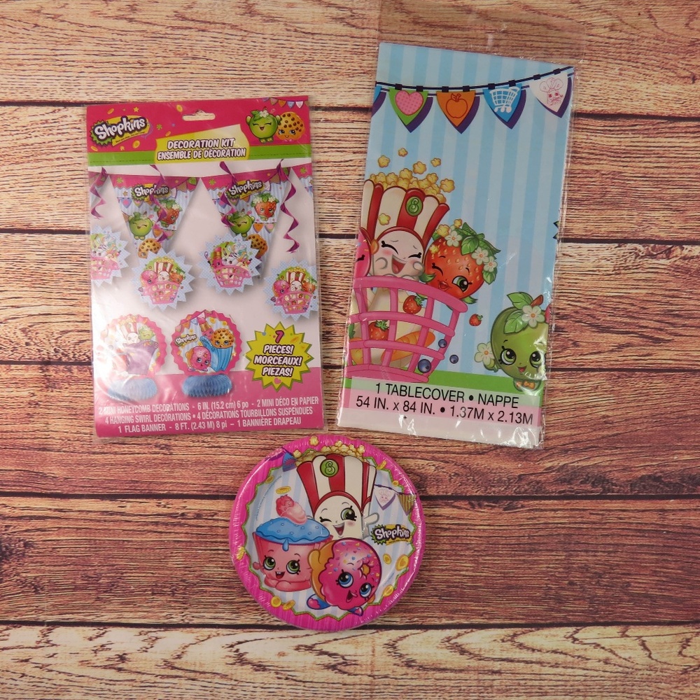 Shopkins Party Decorating Kit Plates Tablecloth